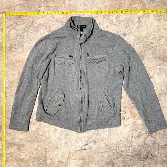 INC International Concepts Gray Cotton Jacket Soft Comfy - Size Large - Picture 1 of 6